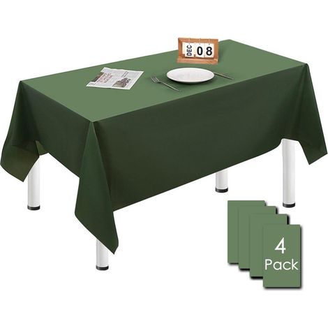 4er Pack Tischdecke Dunkelgrün 137x274cm Wasserdicht & Fleckschutz