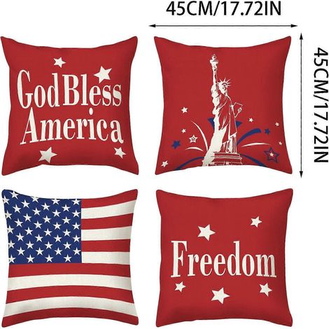 Coussins décoratifs, housses de coussin, drapeau américain étoilé et rayé, décoration intérieure et extérieure pour la fête de l'Indépendance (1/4)