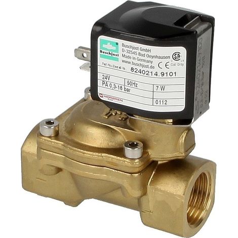 Electrovanne Buschjost 8240214.9101.0245 G1/2,3.8m³/h,0.1-16bar +110°C,EPDM,24VAC