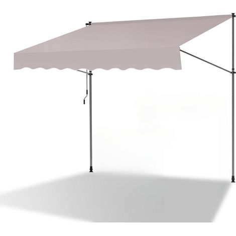 Randaco Klemmmarkise mit Handkurbel, 300x120cm Balkonmarkise, UV-beständig 50+ höhenverstellbar Sonnenschutz ohne Bohren für Terrasse und Balkon Beige