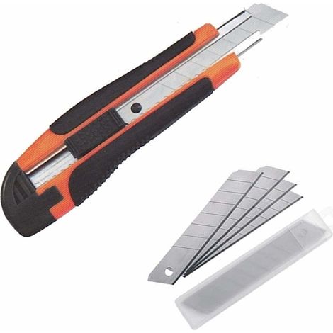 Taglierino multiuso cutter con 10 lame di ricambio da 18mm