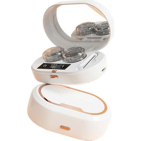 Nettoyeur de lentilles de contact portable à ultrasons, vibrations haute fréquence à 360° pour la maison et les voyages (1/4)