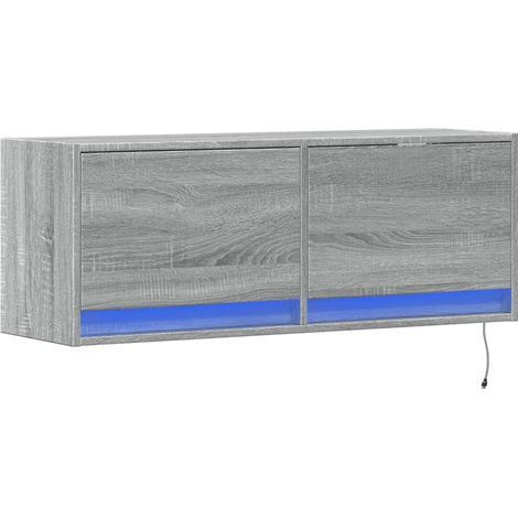 Mobile TV multimediale scaffale per televisione televisione buffet sala da pranzo soggiorno camera da letto a parete con luci LED sonoma 100 x 31 x 35 cm grigio 020028034