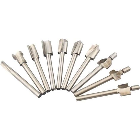 10 pcs HSS Router Bois Fraise Bits de coupe des fichiers pour Dremel Outil rotatif de charpentier outils de travail du bois (1/4)