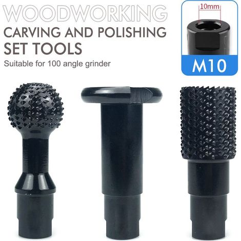 Kit 3 outils pour meulage, perçage et rainurage M10, ensemble d'outils de travail du bois : rainureur, ponceuse, outil de perçage et d'agrandissement de trous (1/5)