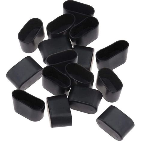 Ovale Schutzkappen für Stuhlbeine, ovale Kappen für Stuhlbeine, Tisch- und Stuhlbeinkappen zum Schutz vor Kratzern und Geräuschen für den Wohnbereich (15 x 30 mm, schwarz)