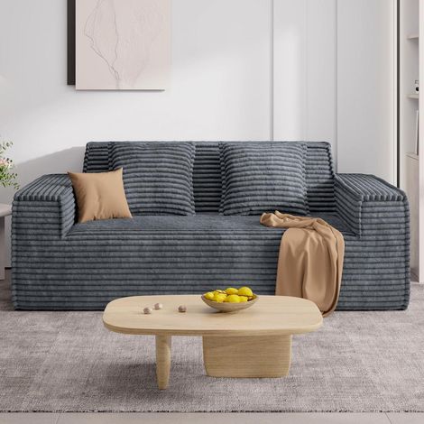 Cord Sofa mit Schlaffunktion, 2-3 Sitzer, Grau, Keine Montage (1/5)