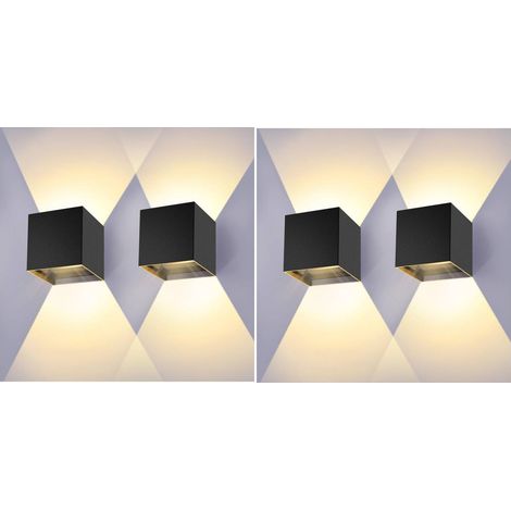 4er-Pack Wandleuchten für den Innen- und Außenbereich, 12 W, 3000 K, verstellbarer Abstrahlwinkel, schwarz, IP65 wasserdicht [Energieklasse F] (1/5)
