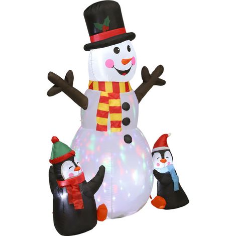 Weitere Weihnachtsdekorationen: 180 cm großer aufblasbarer Schneemann und Pinguine mit LED-Beleuchtung, Weihnachtsdekoration für drinnen und draußen – Crezuo