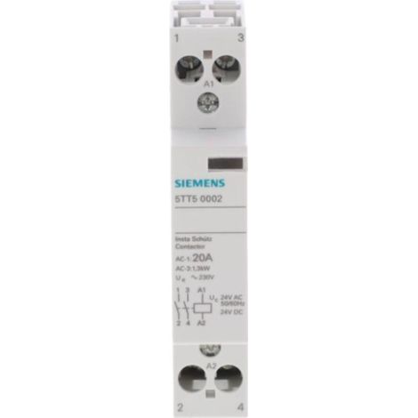 Contactor modular 20A 2NO Bobina 24V CA/CC Sentron 5TT5000-2