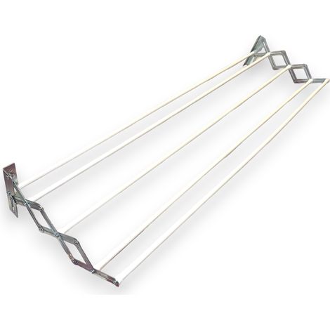 Tendedero de pared extensible de acero pantógrafo con lamas plastificadas ultrarresistentes - Anchura 100 cm