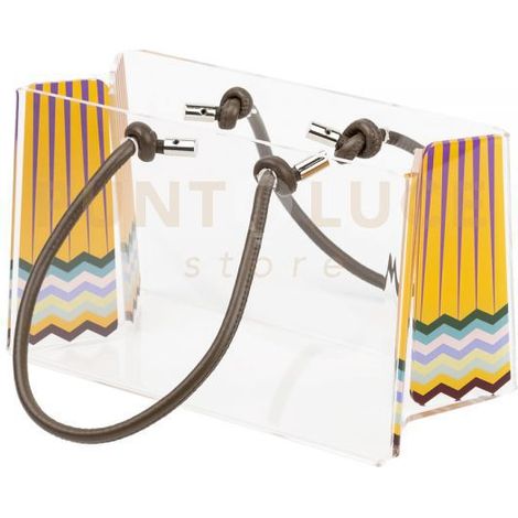 SHOPPER GRANDE CHARLOTTE IN CRISTALLO ACRILICO TRASPARENTE E CON DECORO RAINBOW