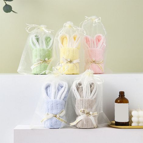 Serviette Forme De Lapin - 50 X 20 Cm - En Velours Doux - Pour Enfants - Décoration De Pâques - Lot De 1 (1/5)