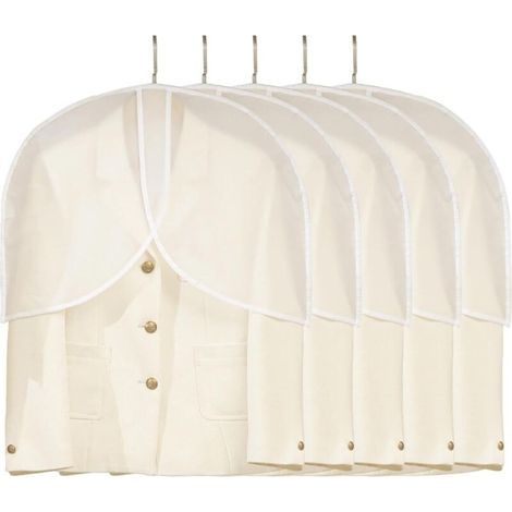 Lot de 5 sacs à vêtements anti-poussière transparents pour accrocher des vêtements dans les placards, le rangement, les jakets, les robes, les housses de vêtements en PEVA (1/4)