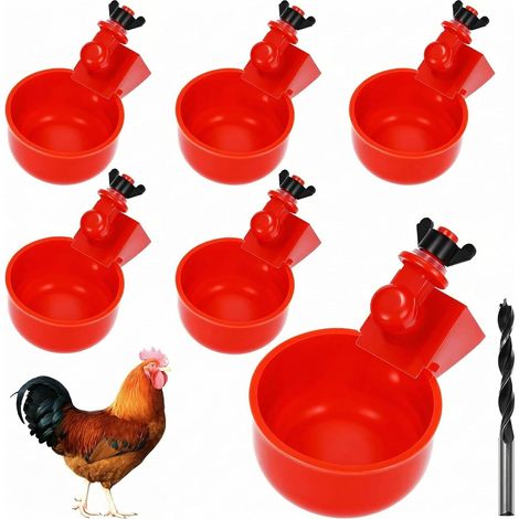 Lot de 6 abreuvoirs automatiques pour volailles avec Foret 3/8" – Idéal pour Poules, Canards, oies, dindes et Pigeons (1/5)