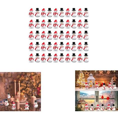 : Mini-Schneemann aus Harz, Miniaturfigur mit Hut, 50er-Set (1/5)
