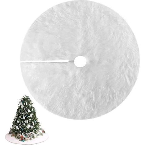 Jupe Sapin de Noël 78 cm Blanc Peluche Neige - Tapis Couvre Pied pour Décorations d'Arbre de Noël et Vacances (1/5)
