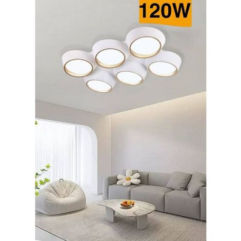 TrAdE Shop Traesio - Plafoniera A Led 120 W Soffitto 6 Cerchi Irregolari Luce 4000k 6500k 3000k C51-b - -Bianco Freddo      -