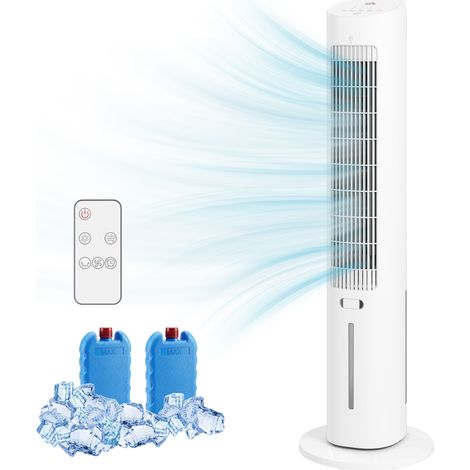 Refroidisseur d'air colonne 3 en 1 refroidisseur humidificateur ventilateur, oscillation 48°, 3 vitesses 3 modes, blanc