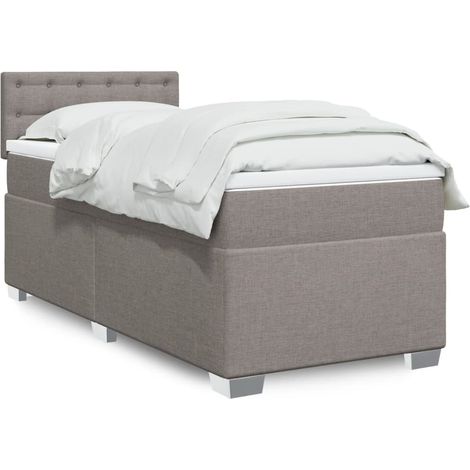 Boxspringbett mit Matratze Taupe 100x200 cm Stoff