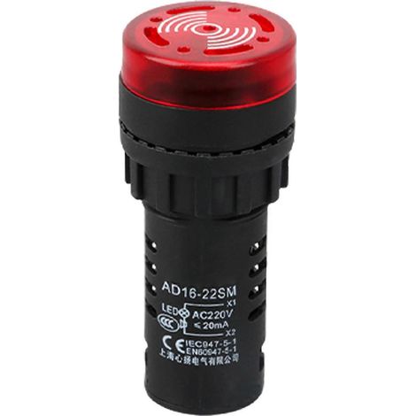 Stilvolles, doppelt leistungsstarkes Sicherheitswarngerät mit akustischem und optischem Alarm aus ABS-Kunststoff für hocheffiziente Sicherheitswarnungen in Haushalten und Fabriken (Rot) (1/5)