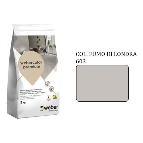 Weber color premium stucco col. fumo di londra 603 kg.5
