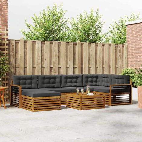 Set di divani da esterno per giardino in legno massello di acacia set da 7 pz naturale e antracite - PANGIVO (1/5)
