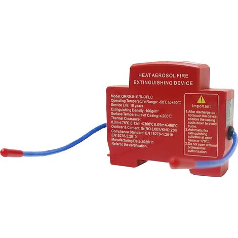 Dispositif d'Extinction Automatique d'Incendie par Aérosol pour Tableau Électrique, Montage sur Rail DIN, Système d'Extinction Compact pour Systèmes de Stockage d'Énergie
