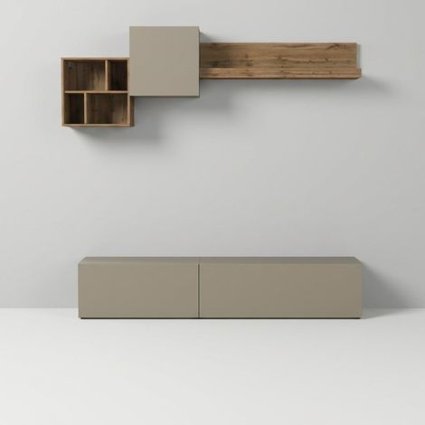 Parete attrezzata soggiorno moderna minimal Chronos n°23 - Tortora