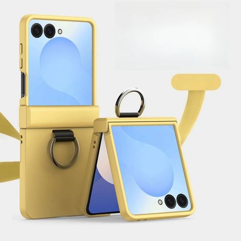 (Jaune, Galaxy Z Flip6) Étui de protection rigide en polycarbonate en forme d'anneau, protection de la charnière centrale, résistant aux chocs et aux chutes.