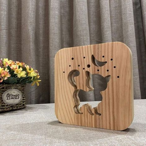 Veilleuse bois LED empreinte patte chat/chien, 3D USB lampe table créative, veilleuse boisée décor (1/4)