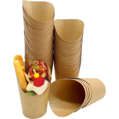50 gobelets jetables de 414 ml (14 oz) pour desserts glacés, parfaits pour les fêtes - Gobelets en papier kraft (1/5)