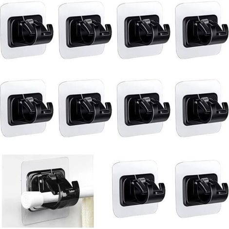 10 staffe autoadesive per asta per tende, non richiedono foratura, ganci per tende, non richiedono foratura per tende da cucina