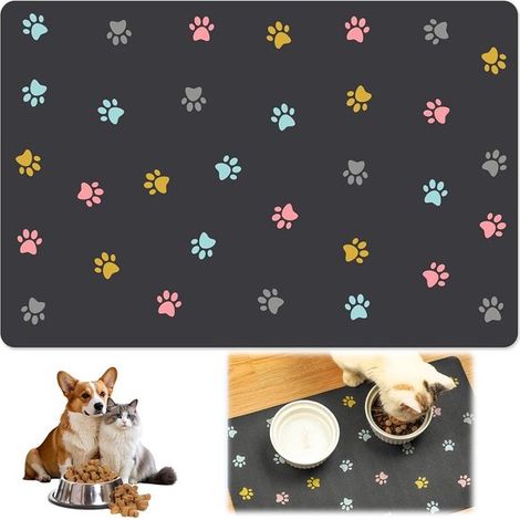Futtermatte für Hunde und Katzen, saugfähig, schnell trocknend, rutschfest, Kieselgur (50 x 30 cm) (1/4)