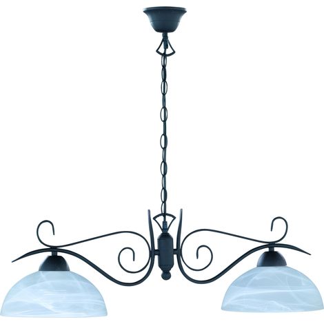 RealityTrio Lustre style rustique, verre en albâtre blanc, rouille (1/5)