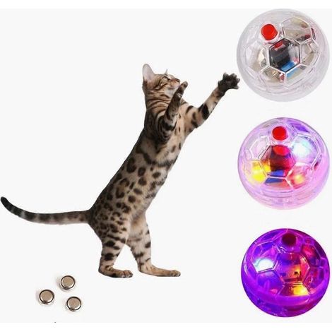 SSRGV Lot de 4 balles lumineuses pour chat, activées par le mouvement, pour la chasse aux fantômes. Jouet interactif pour chat et chien, lumineux et lumineux.