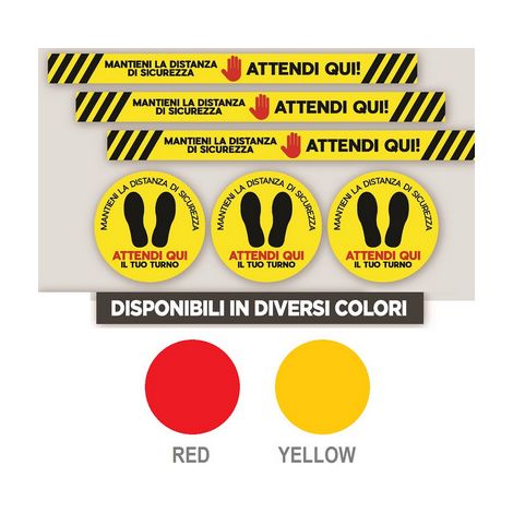 ADESIVI SEGNALETICA DA PAVIMENTO PER DISTANZA DI SICUREZZA- Tondo Yellow Diam. 30 cm- senza- pezzi 1