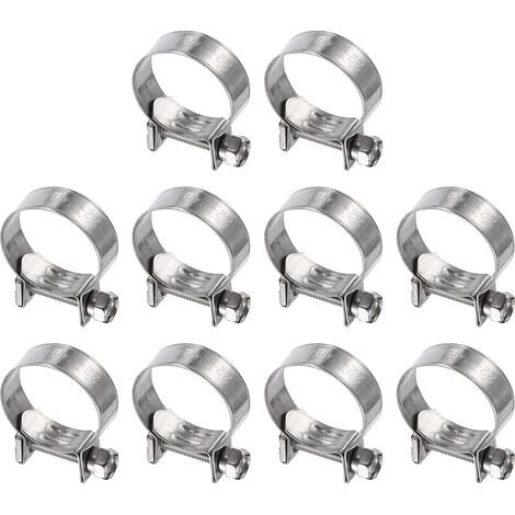 10pcs Collier De Serrage Pour Injection De Carburant 22-24mm Ajustable En Acier Inoxydable 304 Mini Collier Pour Tuyau De Gaz Pour Automotive Agriculture Plomberie Diesel Essence (1/5)