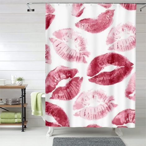 Rideau de douche motif amour doux Valentine, tissu imperméable, 180x180 cm (1/5)
