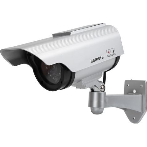Caméra de sécurité factice avec panneau solaire intégré et LED clignotante - Fausse caméra de surveillance extérieure (1/5)
