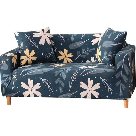Printed sofa covers, stretch fabric sofa covers with elasticated bottom and anti-slip foam (6, 3 seater) (1/5)