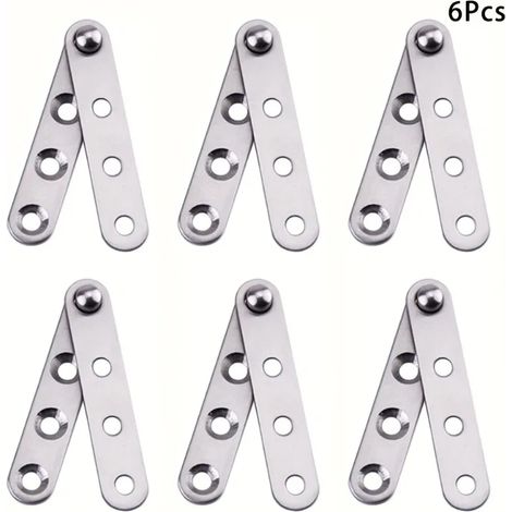 (6 pièces) 6 charnières invisibles robustes à rotation à 360°, fixations encastrées en acier inoxydable pour armoires et portes (1/5)