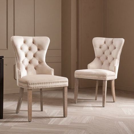 Esszimmerstühle - Set von 2 - Skandinavisches Design - Beigen Stoff - Premium Komfort