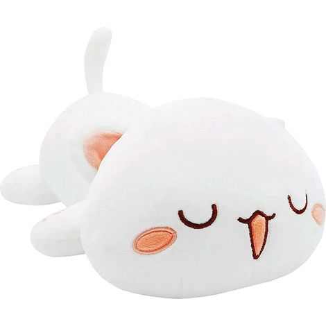 Coussin en peluche, motif chat mignon, traversin pour canapé ou lit, cadeau d'anniversaire pour bébé fille ou garçon, blanc2 (1/5)