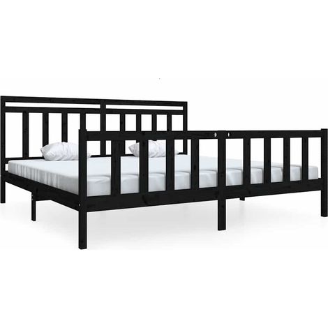 Maison Exclusive - Massivholzbett Schwarz 200x200 cm (1/5)