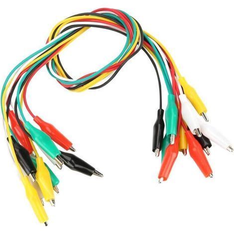 BUNTHAUS 10pcs 50cm Kit de test de pince crocodile isolé pour l'électronique, pinces de test de fil