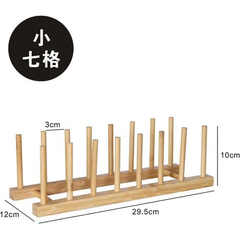 Bamboo Wooden Dish Racks Plate Stand Holder Vertical Drainer Kitchen Cabinet Organizer for Dish  Pots  Lids  Bowls  Cups (1/5)