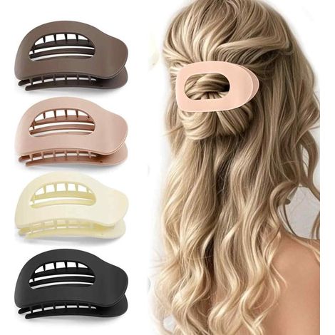Pince à cheveux plate Longziming (lot de 4) – Pince plate – Pour femmes – Antidérapante – Maintien optimal – Convient aux cheveux épais, fins, lisses et bouclés – Élégante – Finition mate (1/5)