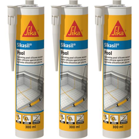 Set di 3 Sigillante siliconico per piscina SIKA Sikasil - Trasparente - 300ml
