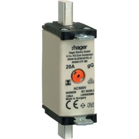 HAGER LNH0020MK NH000 GG 50 0 V 20 A FUSIBLE NH